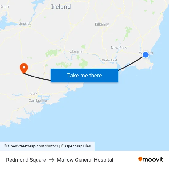 Redmond Square to Mallow General Hospital map
