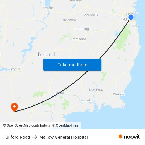 Gilford Road to Mallow General Hospital map