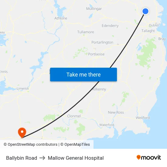 Ballybin Road to Mallow General Hospital map