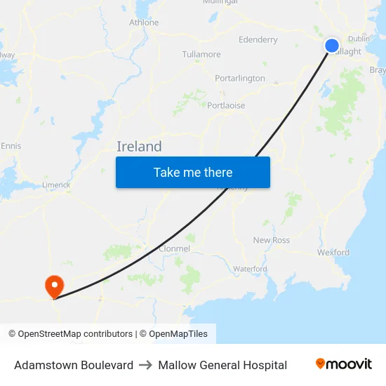 Adamstown Boulevard to Mallow General Hospital map