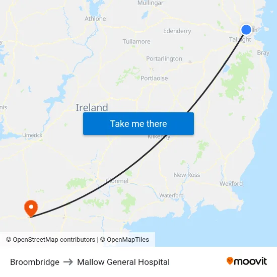 Broombridge to Mallow General Hospital map