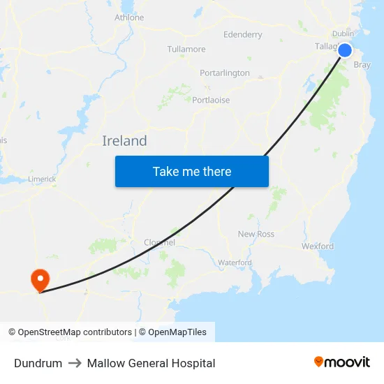 Dundrum to Mallow General Hospital map