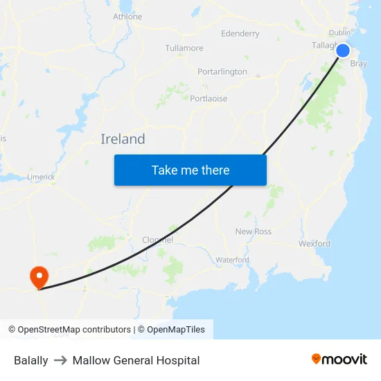 Balally to Mallow General Hospital map