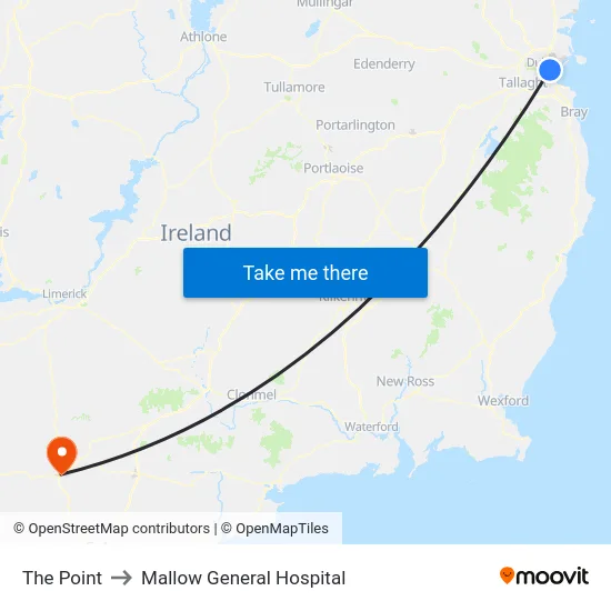 The Point to Mallow General Hospital map