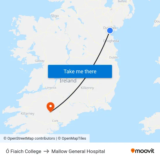 Ó Fiaich College to Mallow General Hospital map