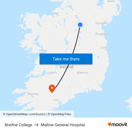 Breifne College to Mallow General Hospital map
