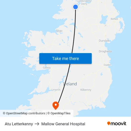 Atu Letterkenny to Mallow General Hospital map