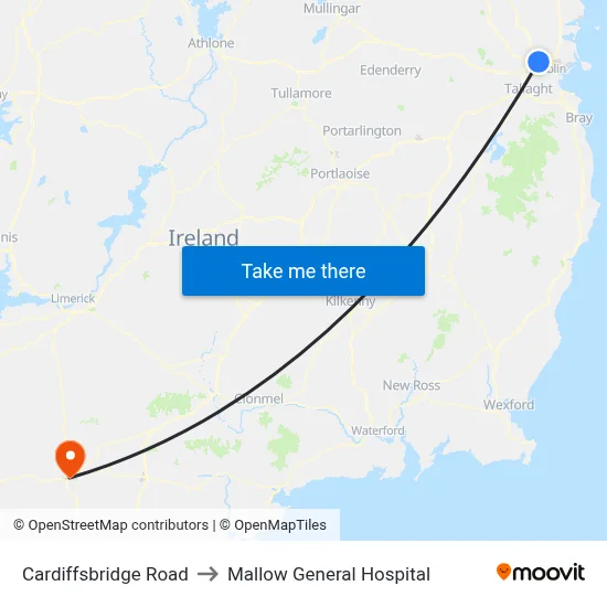 Cardiffsbridge Road to Mallow General Hospital map