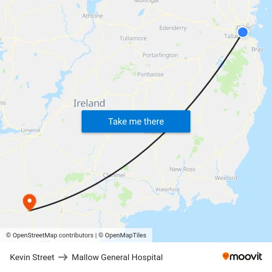 Kevin Street to Mallow General Hospital map