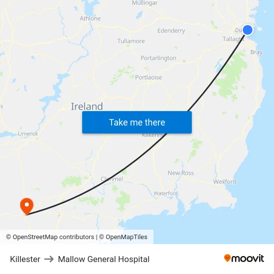 Killester to Mallow General Hospital map