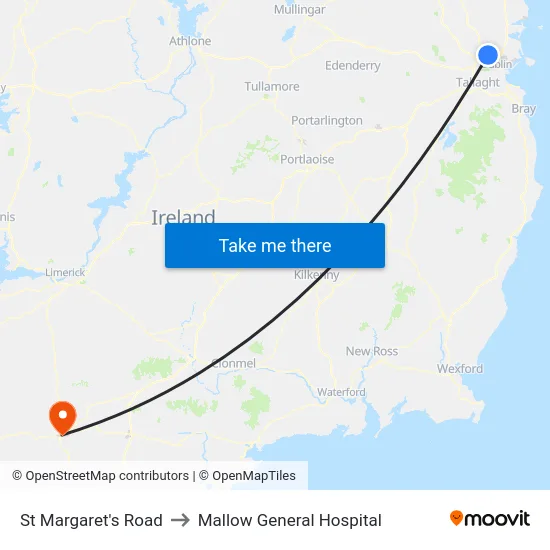 St Margaret's Road to Mallow General Hospital map