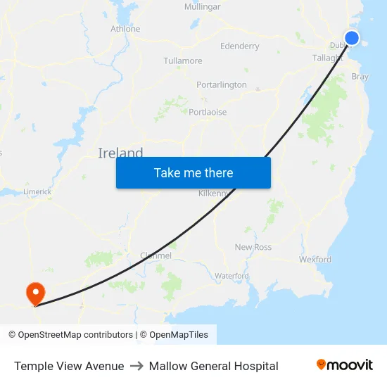 Temple View Avenue to Mallow General Hospital map