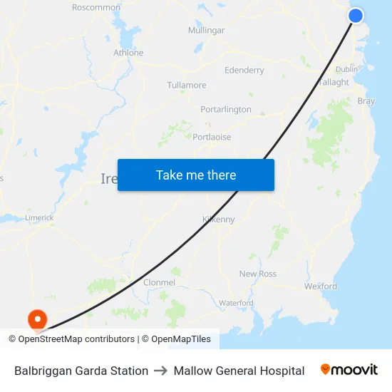 Balbriggan Garda Station to Mallow General Hospital map