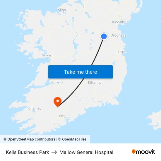 Kells Business Park to Mallow General Hospital map