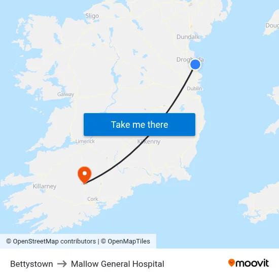 Bettystown to Mallow General Hospital map