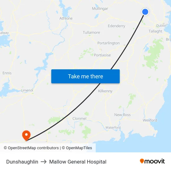 Dunshaughlin to Mallow General Hospital map