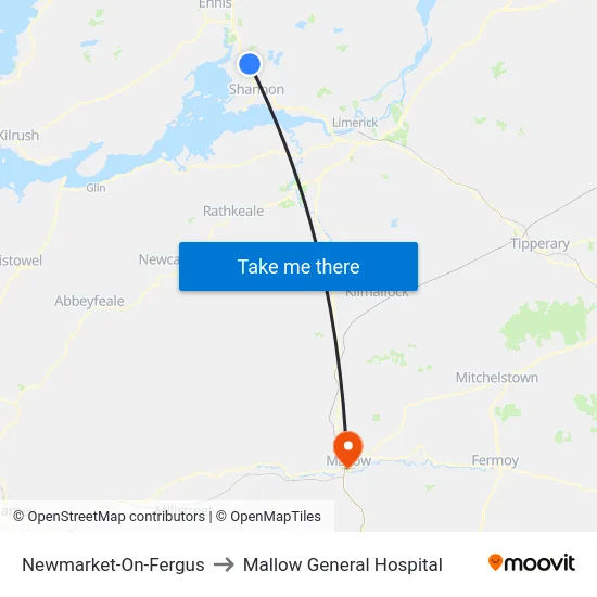 Newmarket-On-Fergus to Mallow General Hospital map