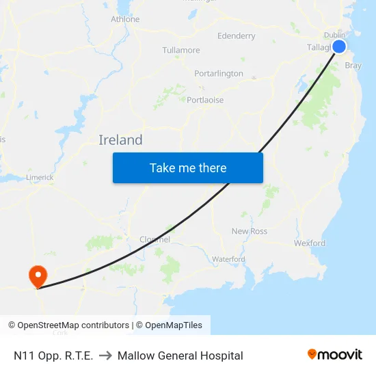 N11 Opp. R.T.E. to Mallow General Hospital map