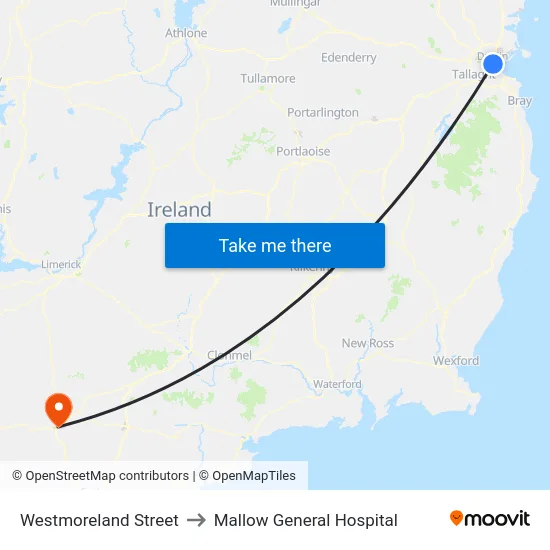 Westmoreland Street to Mallow General Hospital map