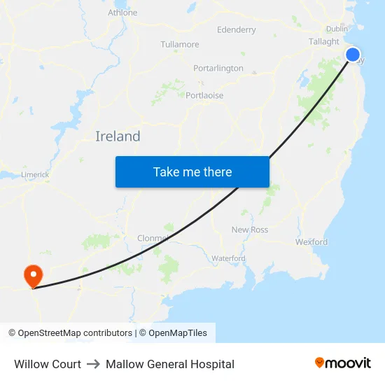 Willow Court to Mallow General Hospital map
