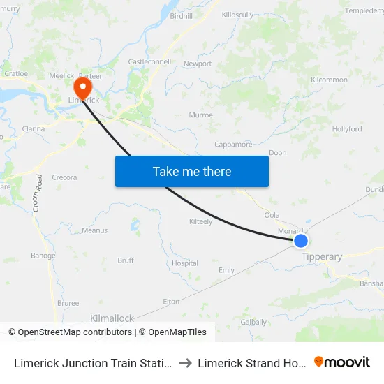 Limerick Junction Train Station to Limerick Strand Hotel map