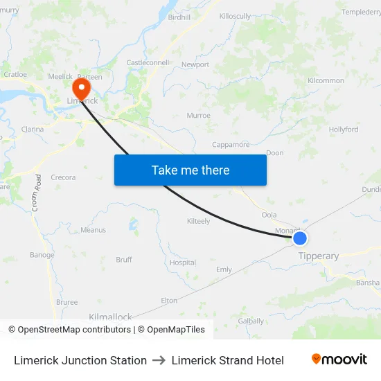 Limerick Junction Station to Limerick Strand Hotel map
