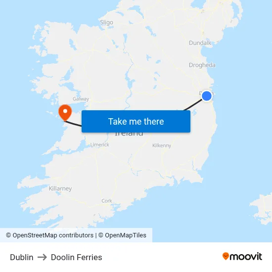 Dublin to Doolin Ferries map
