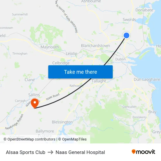 Alsaa Sports Club to Naas General Hospital map