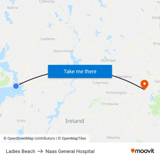 Ladies Beach to Naas General Hospital map