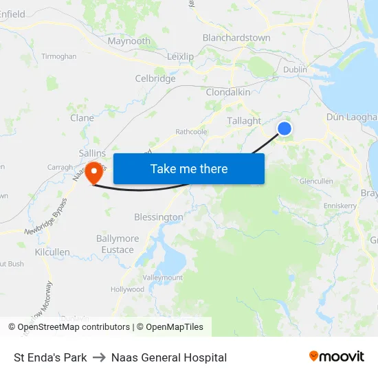 St Enda's Park to Naas General Hospital map