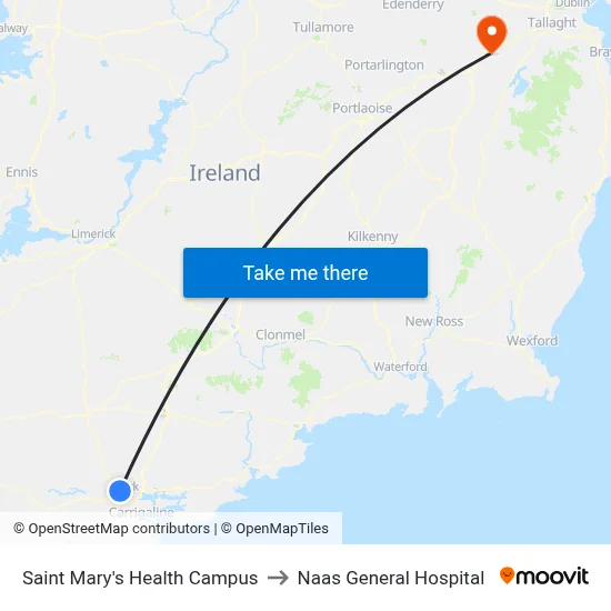 Saint Mary's Health Campus to Naas General Hospital map