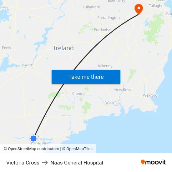 Victoria Cross to Naas General Hospital map