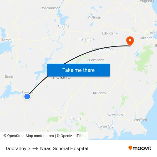 Dooradoyle to Naas General Hospital map