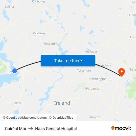 Cairéal Mór to Naas General Hospital map