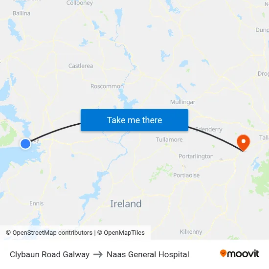 Clybaun Road Galway to Naas General Hospital map