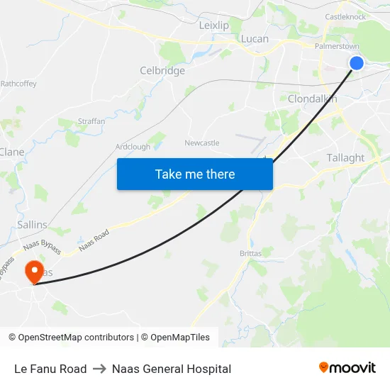 Le Fanu Road to Naas General Hospital map
