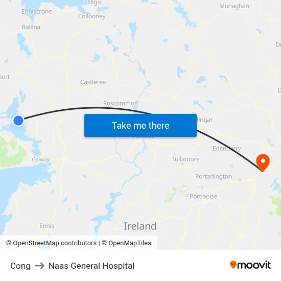 Cong to Naas General Hospital map
