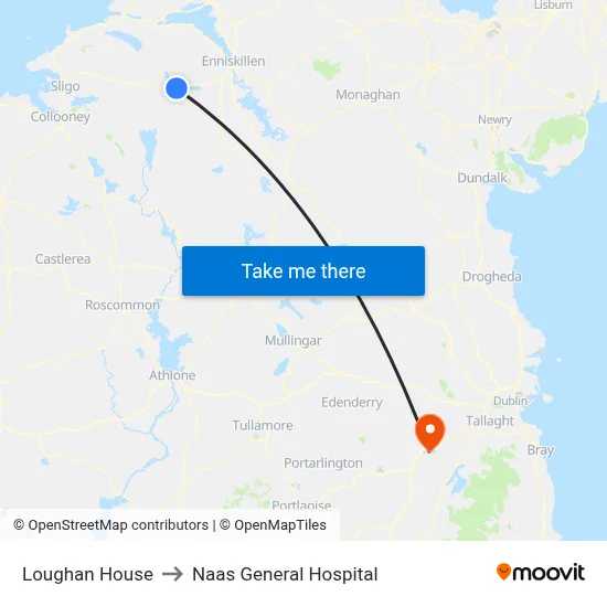 Loughan House to Naas General Hospital map