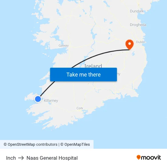 Inch to Naas General Hospital map