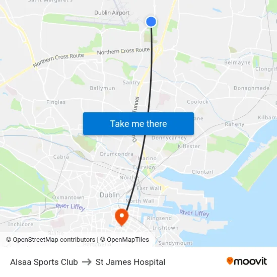 Alsaa Sports Club to St James Hospital map