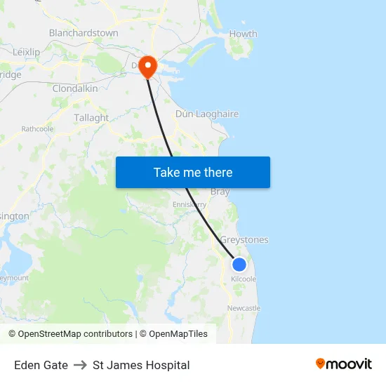 Eden Gate to St James Hospital map
