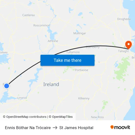 Ennis Bóthar Na Trócaire to St James Hospital map