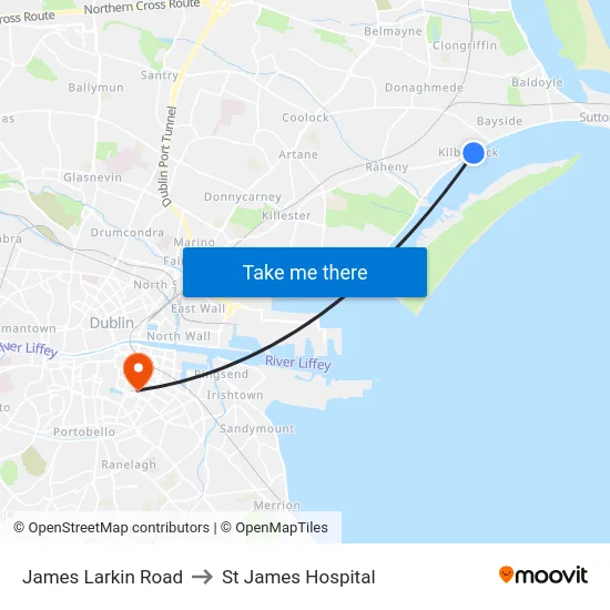 James Larkin Road to St James Hospital map