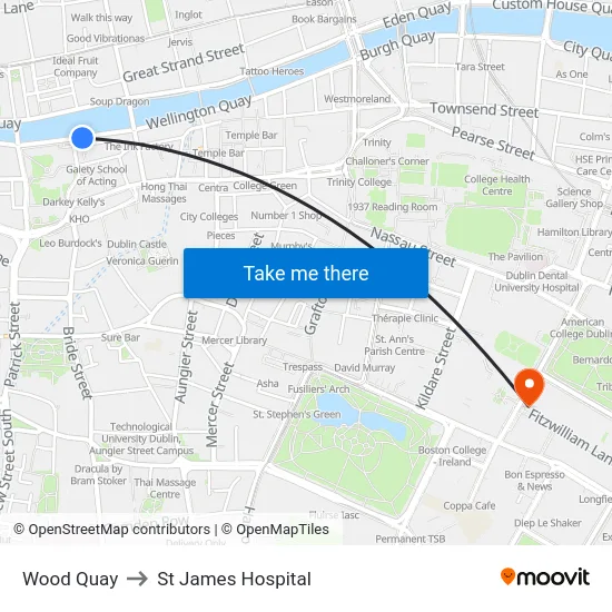 Wood Quay to St James Hospital map