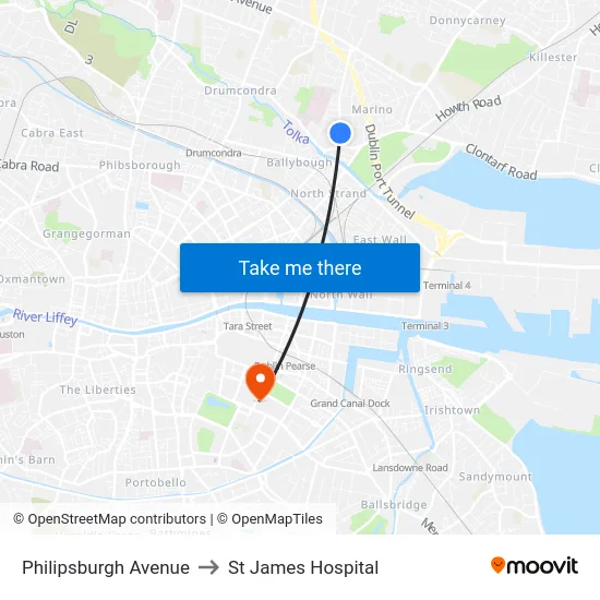 Philipsburgh Avenue to St James Hospital map