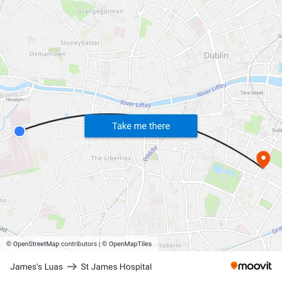 James's Luas to St James Hospital map