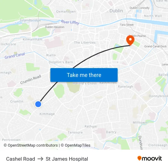 Cashel Road to St James Hospital map
