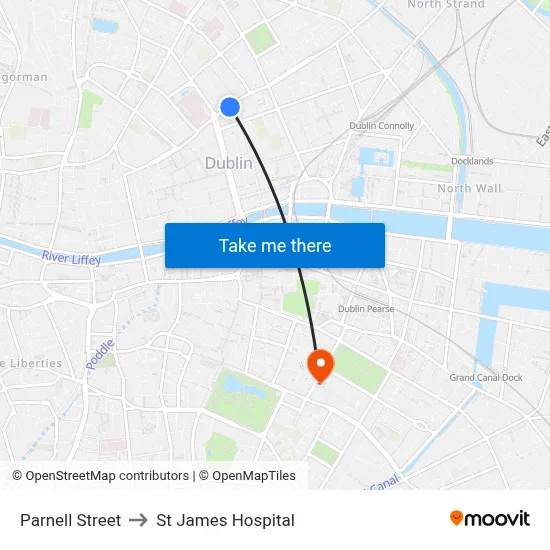 Parnell Street to St James Hospital map