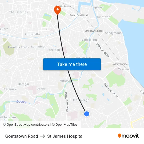 Goatstown Road to St James Hospital map