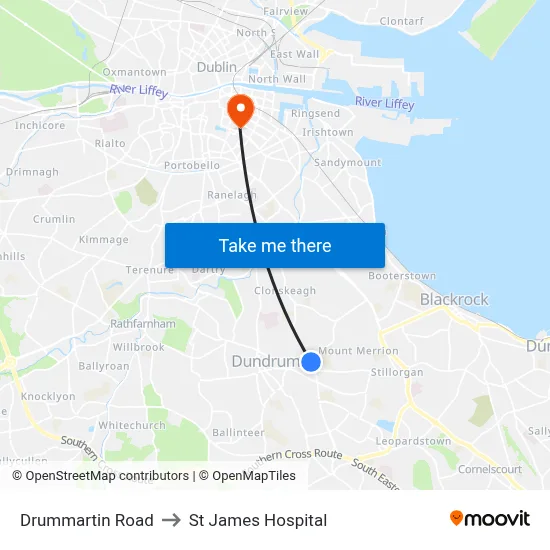 Drummartin Road to St James Hospital map